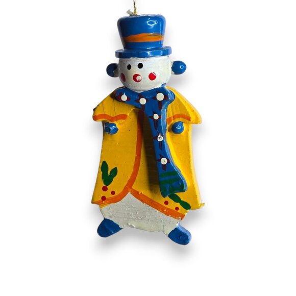 Vintage Wooden Snowman Christmas Ornament - Picture 3 of 3